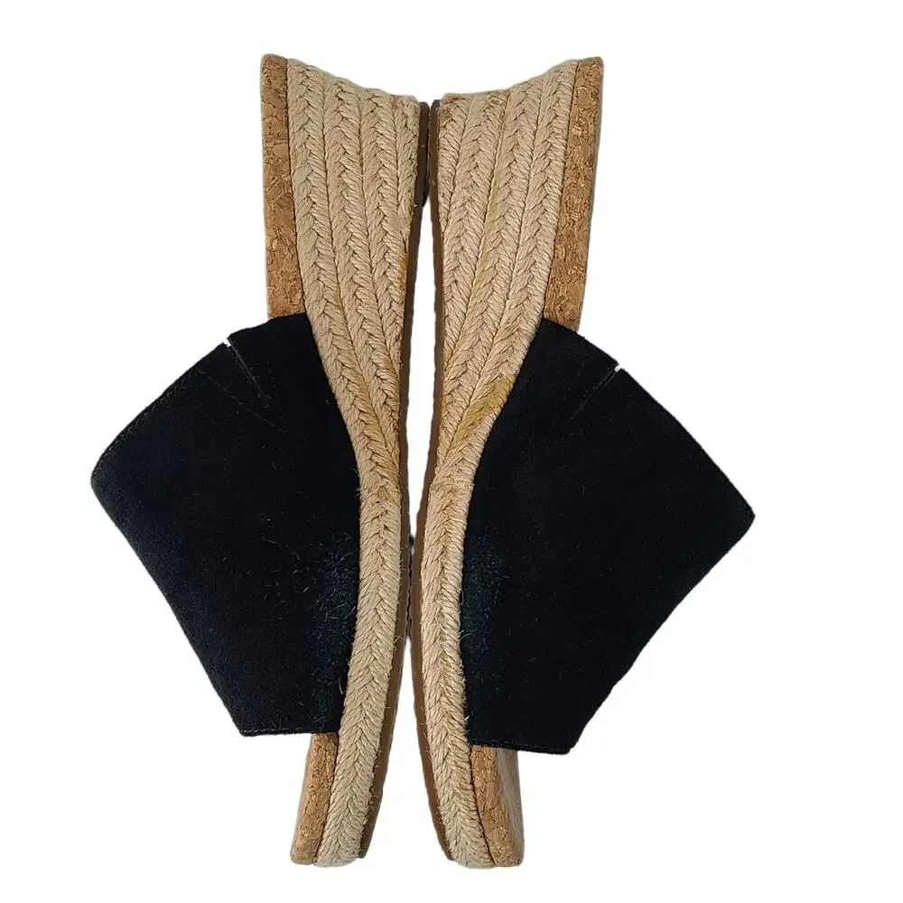 Uggs black suede fringed espadrille slides, EUC, size 7